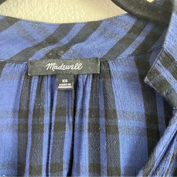 Madewell Highroad Popover Shirt in Chelton Plaid Black Blue - Picture 3 of 10